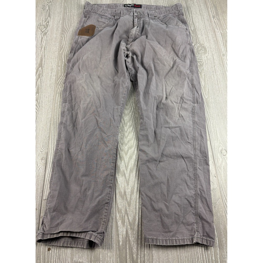 Wrangler RIGGS Workwear Gray Pants Mens Straight Leg Ripstop Work Trousers 37x29